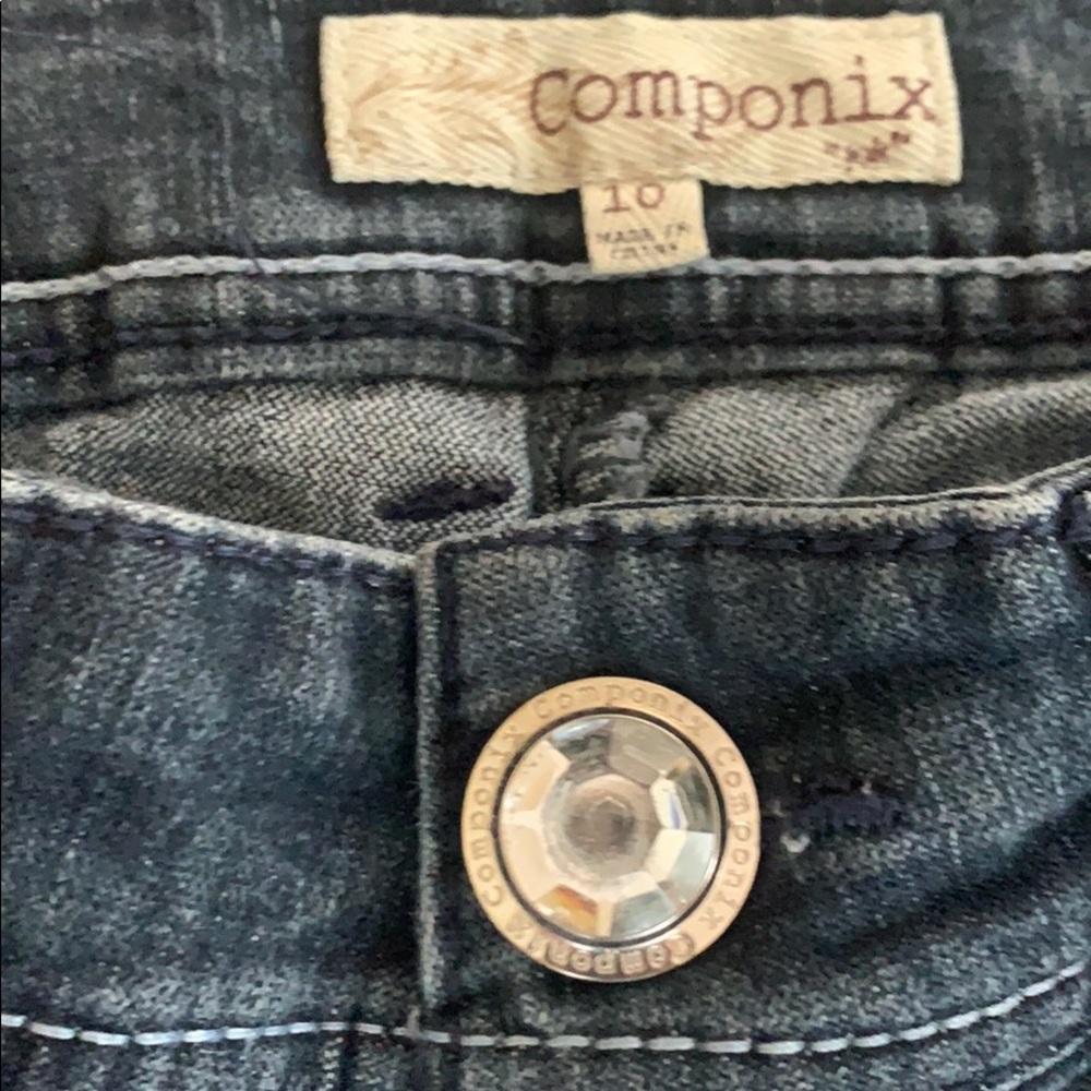 Authentic Componix Skinny Crystal Button Jeans - image 2